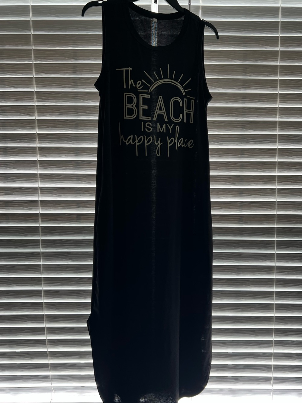 Black Sleeveless 'The Beach Is My Happy Place' Dress With Pockets